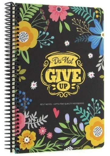 Gıpta Best Notes Spiralli Do Not Give Up Sert Kapak 120 Yaprak 17*24 Kareli Defter