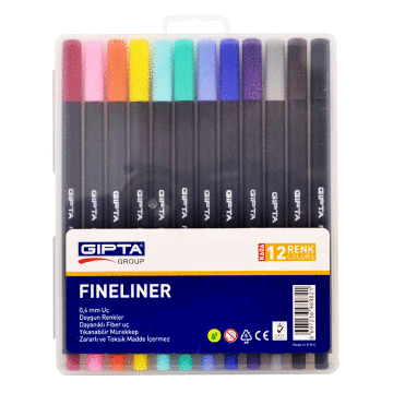 Gıpta Fineliner 0.4 mm 12 Renk Kalem Seti