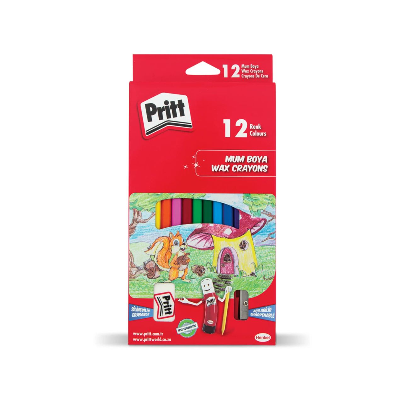 Pritt 12 Renk Üçgen Silinebilir Mum Boya