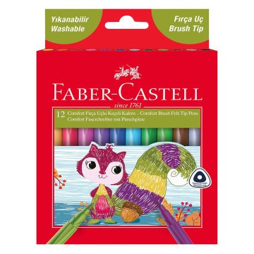 Faber Castell Comfort 12 Renk Fırça Uçlu Yıkanabilir Keçeli Kalem