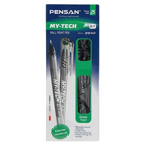 Pensan My-Tech 0.7 mm Yeşil Tükenmez Kalem (25'li Paket)