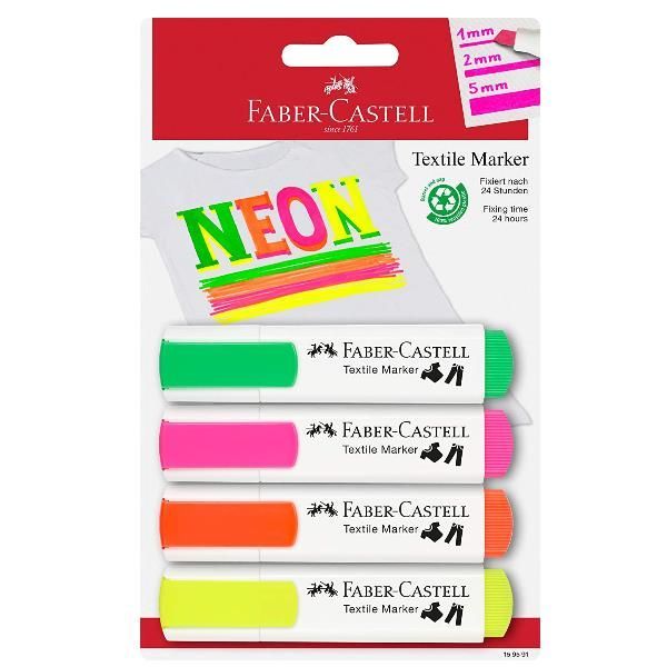 Faber Castell Neon 5 Renk Tekstil Marker Kalem Seti
