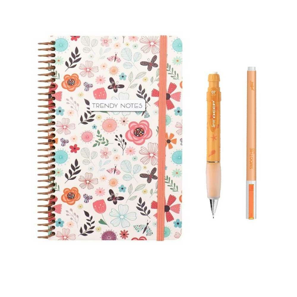 Keskin Color Trendy Notes Sert Kapak 80 Yaprak 13*21 Çizgili Defter ve Kalem Seti