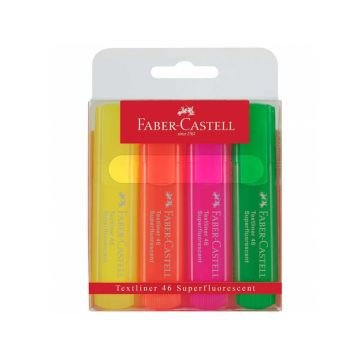 Faber Castell Textliner 46 Şeffaf Gövde 4 Renk Fosforlu Kalem Seti