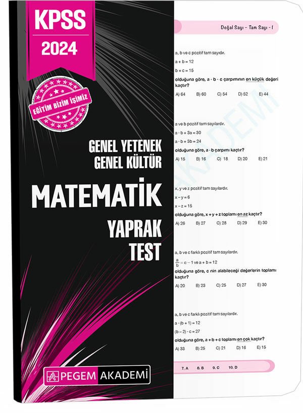 Pegem Yayınları 2024 KPSS Matematik Yaprak Test