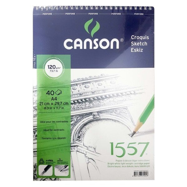 Canson 1557 A4 120 gr 40 Yaprak Spiralli Eskiz Defteri