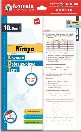 Özdebir Yayınları 10. Sınıf Kimya Yaprak Test