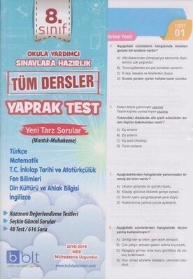 Bulut Eğitim ve Kültür 8. Sınıf Tüm Dersler Yaprak Test