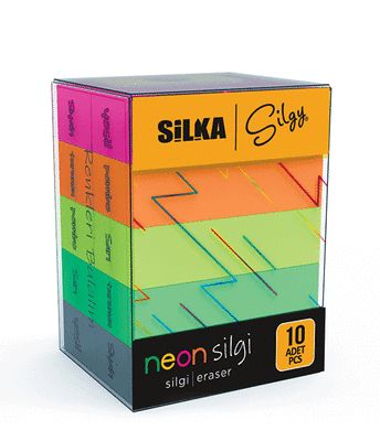 Silka Neon 5 Renk 10'lu Silgi Seti