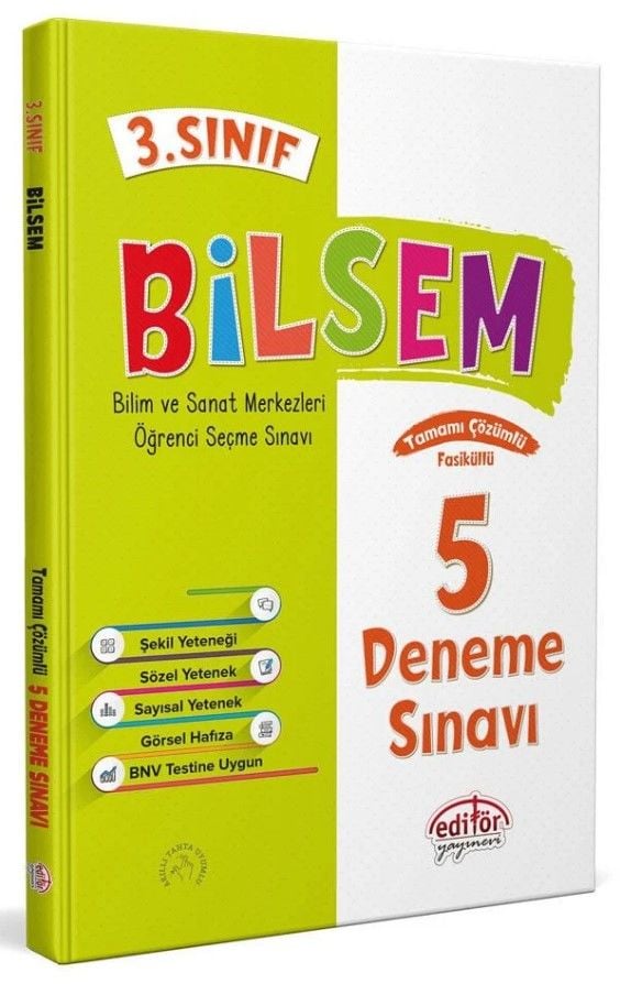 Editör Yayınları 3. Sınıf BİLSEM Tamamı Çözümlü 5 Deneme