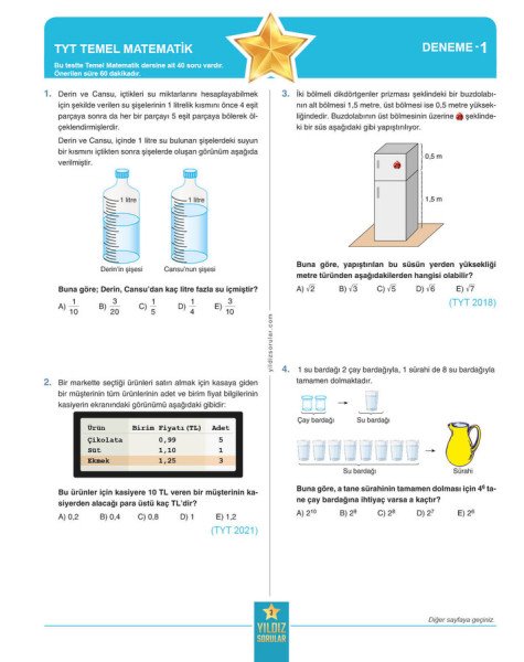 Yıldız Sorular TYT Matematik 8 Deneme