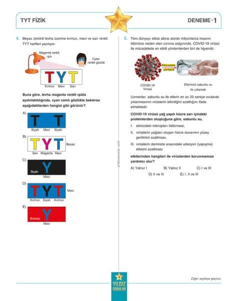 Yıldız Sorular 2025 TYT AYT Fizik 8+8 Deneme