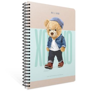 Gıpta Xoxo Spiralli Turkuaz Sert Kapak 120 Yaprak 17*24 Çizgili Defter