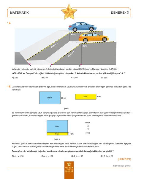 Yıldız Sorular 8. Sınıf LGS Matematik 8 Deneme