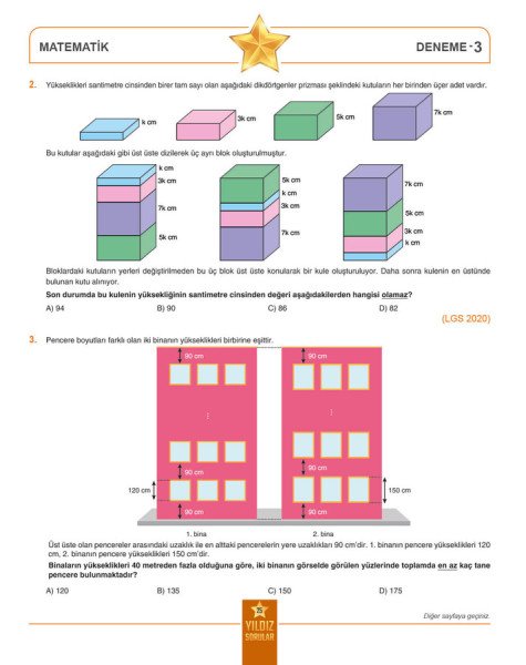 Yıldız Sorular 8. Sınıf LGS Matematik 8 Deneme