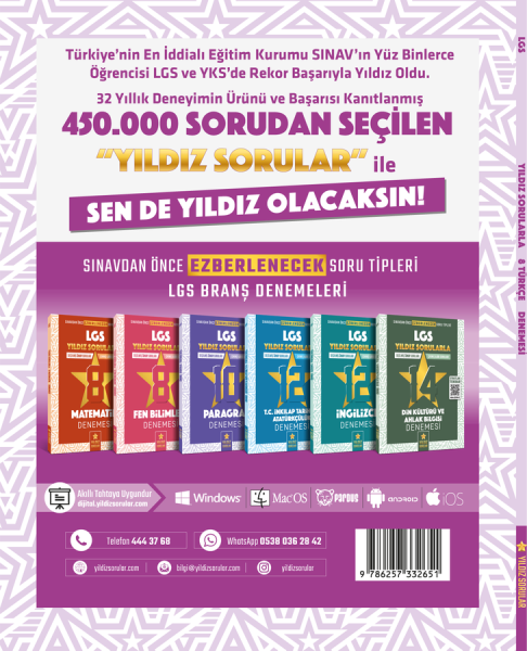 Yıldız Sorular 8. Sınıf LGS Türkçe 8 Deneme