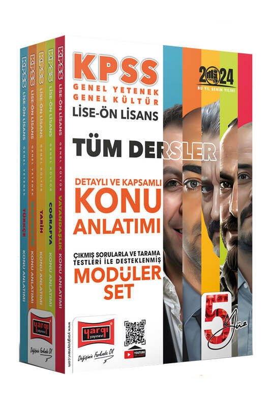 Yargı Yayınları 2024 KPSS Lise Ön Lisans Tüm Dersler 5 Yüz Konu Anlatımlı Modüler Set