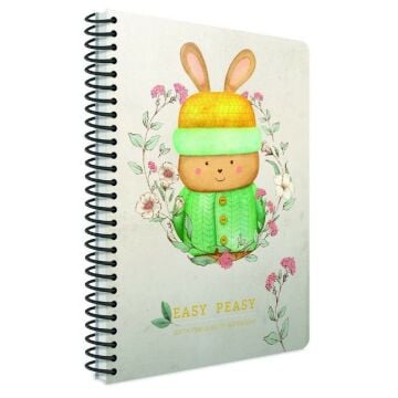 Gıpta Easy Peasy Spiralli Erkek Tavşan Karton Kapak 80 Yaprak A4 Kareli Defter