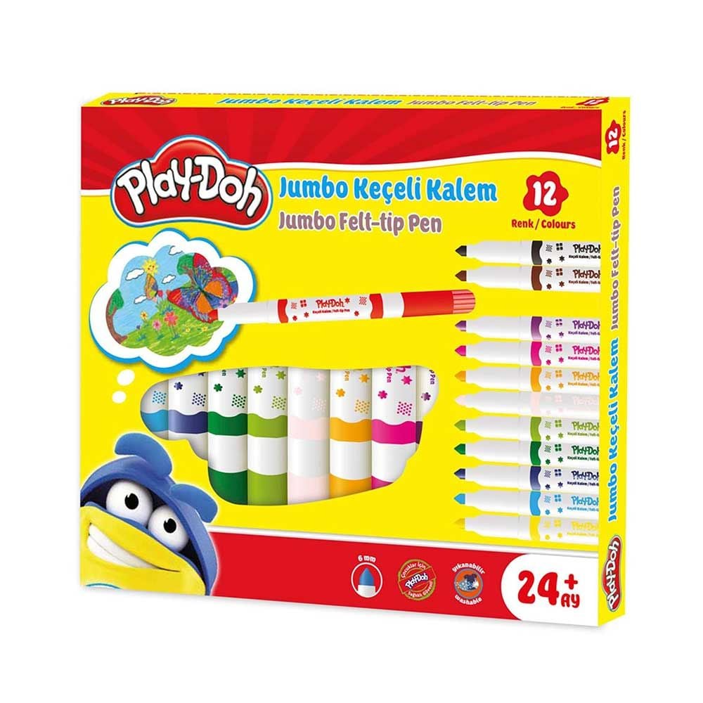 Play-Doh 12 Renk Yıkanabilir Jumbo Keçeli Kalem
