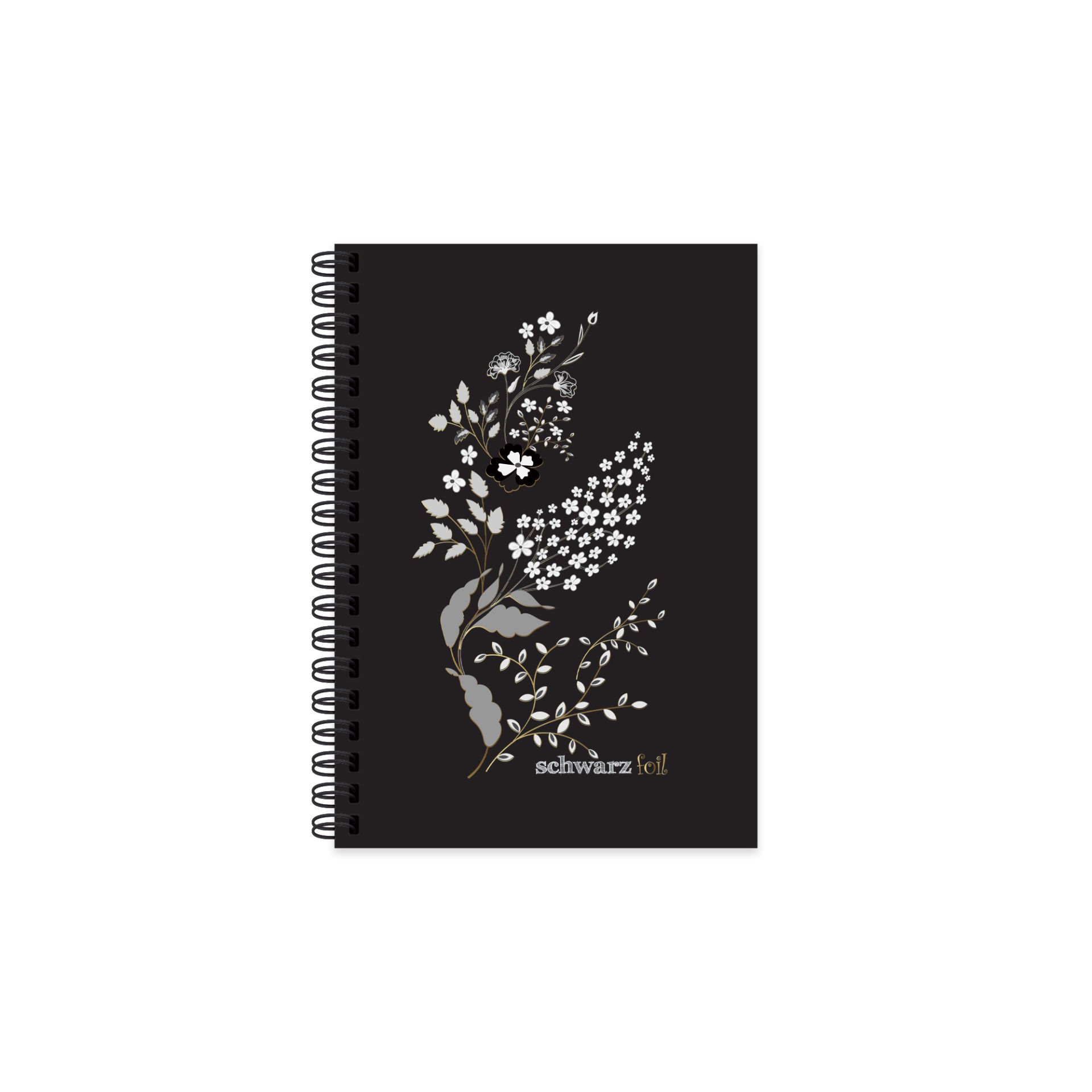 Keskin Color Schwarzz Foil Spiralli Sert Kapak 60 Siyah Yaprak 14*20 Defter Model 2