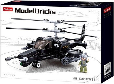 Sluban Model Bricks 330 Parça Siyah Köpek Balığı Helikopter Seti