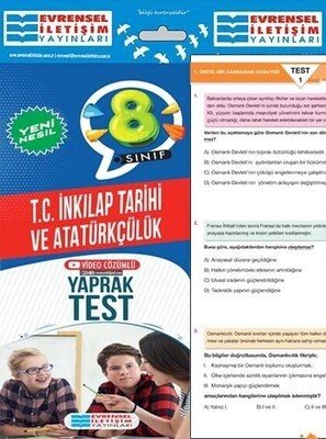 Evrensel İletişim Yayınları 8. Sınıf İnkılap Tarihi ve Atatürkçülük Yeni Nesil Video Çözümlü Yaprak Test