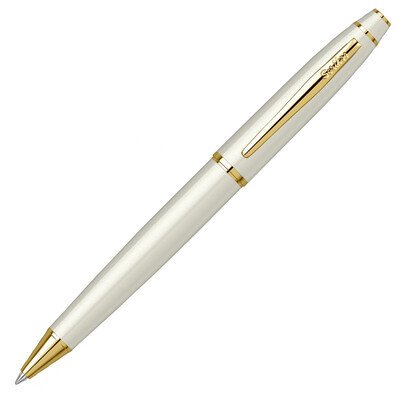 Scrikss 35 Beyaz Altın Dolma Kalem + Tükenmez Kalem Seti