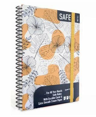 Gıpta Safe Notes Spiralli Sarı Çiçek Sert Kapak 120 Yaprak 17*24 Çizgili Defter
