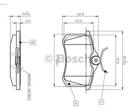 FREN-BALATA ARKA (Kablosuz) TKM. (87x52.9x15mm) BOSCH / OCTAVİA 97-17 / LEON 00-16 / IBIZA 18- /