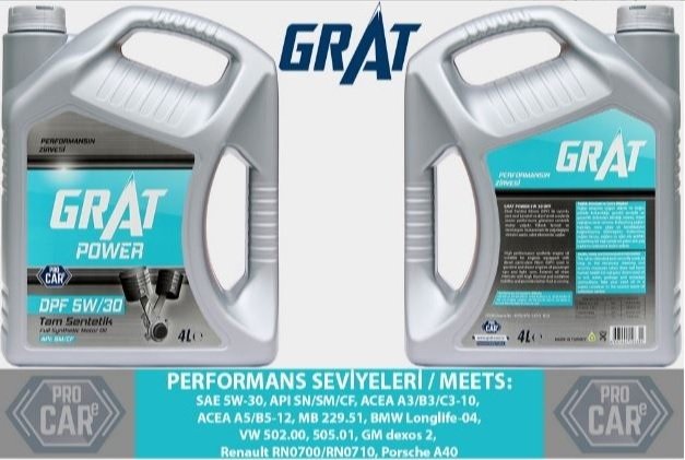 MOTOR-YAĞI 5W30 PARTİKÜLLÜ 4 LİTRE DPF GRAT