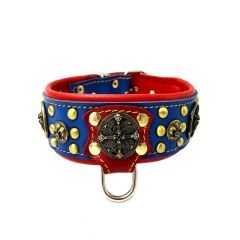 Viking Savaşçısı Figürlü Deri Köpek Tasması