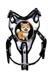 Mavi Beyaz Kamuflaj Shiba Inu Köpek Göğüs Tasması