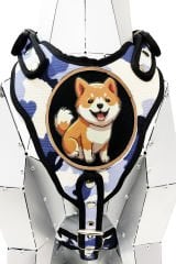 Mavi Beyaz Kamuflaj Shiba Inu Köpek Göğüs Tasması