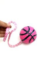 Basketbol Topu Modelli Zilli İpli Köpek Eğitim Topu Oyuncağı