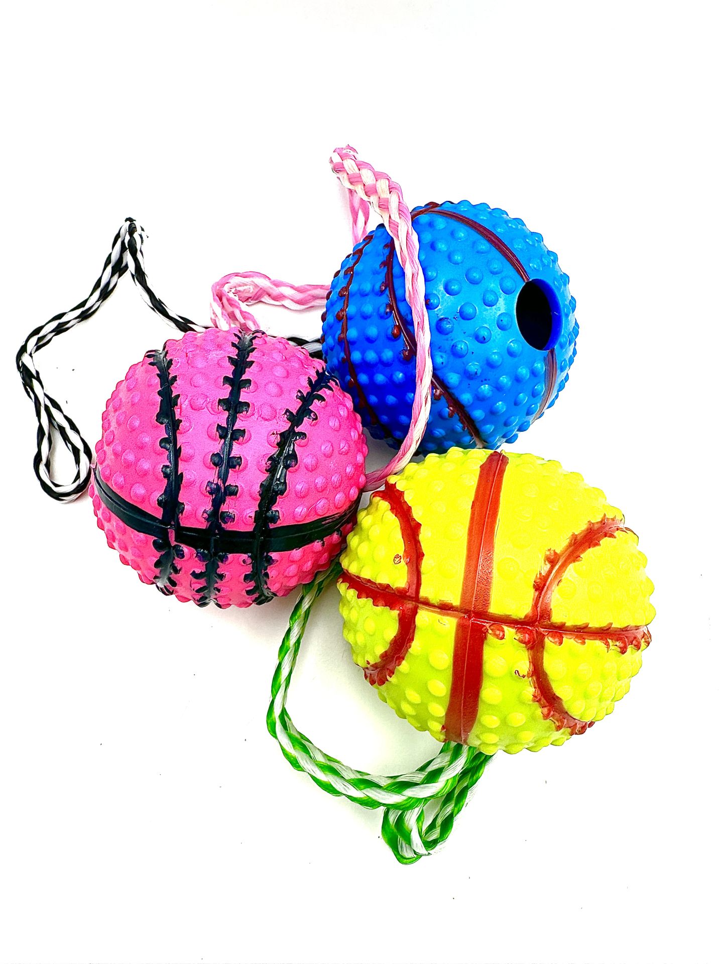 Basketbol Topu Modelli Zilli İpli Köpek Eğitim Topu Oyuncağı Seti
