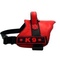 Kırmızı Klipsli K9 Deri Köpek Göğüs Tasması