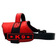 Kırmızı Klipsli K9 Deri Köpek Göğüs Tasması