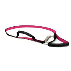 Pembe Çift Tutma Kulplu Yaylı Köpek Gezdirme Tasması