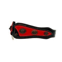 Kırmızı-Siyah Kelebek Model Kurt Başlı Lüks Deri Köpek Tasması