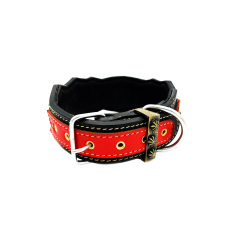 Siyah Kırmızı Pirinç Döküm Özel Tasarım Köpek Tasması 53-68cm