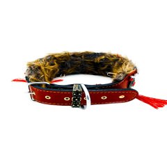 Püsküllü Boncuklu Zilli Deri Köpek Tasması