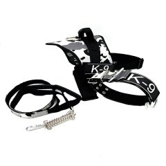 Siyah - Beyaz Kamuflaj K9 Köpek Tasması Seti