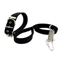 Siyah Köpek Tasması Ve Köpek Gezdirme Tasması Seti