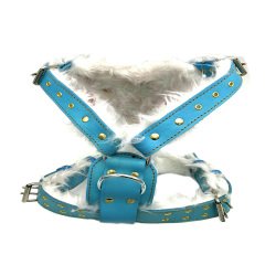 Püsküllü Kürklü Yıldız Figürlü Deri Köpek Göğüs Tasması