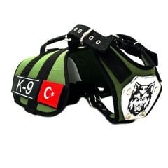 Kurt Başlı Klipsli K9 Köpek Göğüs Tasması Köpek Bel Tasması