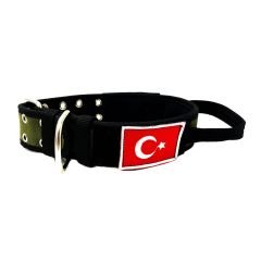 Haki Yeşil Kulplu Taktik K9 Köpek Tasması