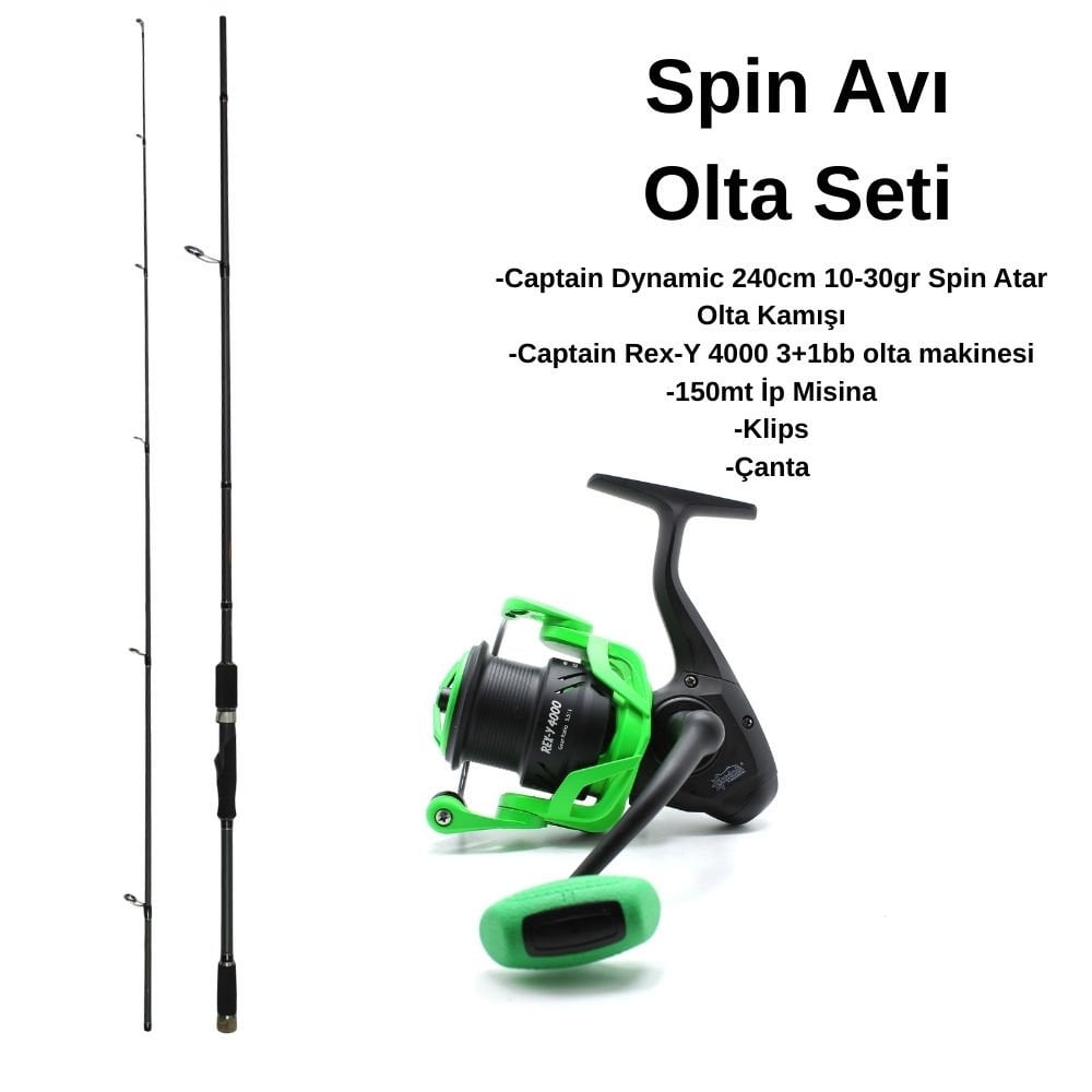 Captain Dynamic 240cm 10-30gr + Captain Rex-Y 4000 3+1bb Spin Seti