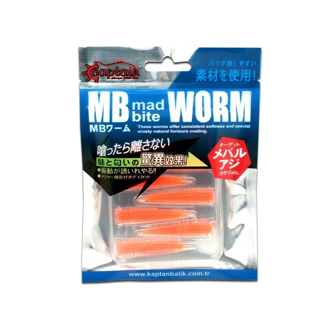 Captain 3518 Mad Bite Earth Worm 4 cm Aromalı LRF Silikon Yem 8'li Set