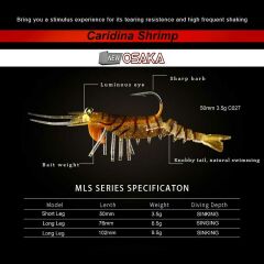 NaniwaOsaka Shi Caridina Shrimp Silikon Karides 7.62CM 6.5GR