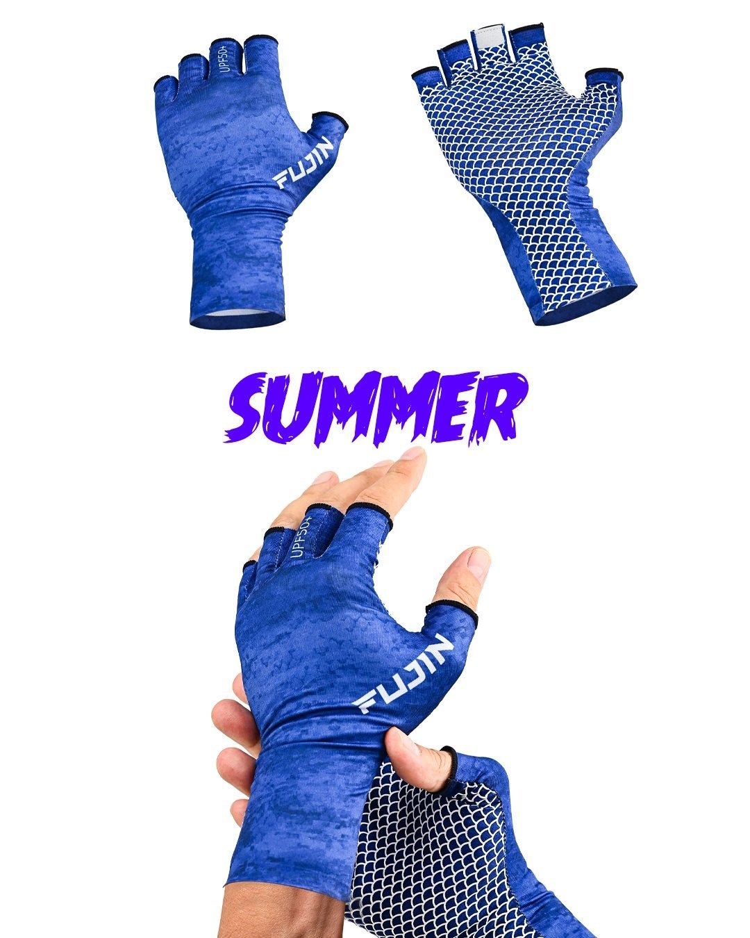 Fujin Pro Angler Summer Gloves Blue